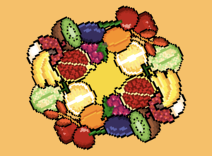 illustration de fruits en pixel art free your skill serious game